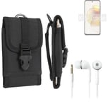 For Motorola Moto G73 5G + EARPHONES Belt bag outdoor pouch Holster case protect