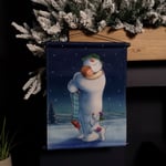 Battery Operated 45cm x 37cm Light up The Snowman Scene Christmas Wall Art