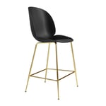 Beetle Counter Chair Un-upholstered, Conic Base Brass, Black Shell