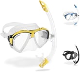 Cressi Adult Matrix & Gamma Mask & Snorkel Set - Clear/Yellow