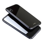 Apple LUPHIE iPhone X mobilskal tempererat glas metall - Helsvart Svart