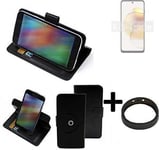 For Motorola Moto G73 5G protective case + Bumper black cover bag wallet flipsty