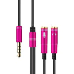 DTJ ATR 2-in-1 3.5mm Male to Double 3.5mm Female TPE High-elastic Audio Cable Splitter, Cable Length: 32cm(Black) (Color : Rose Red)