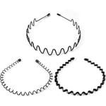 3 st metallhårband för män, metallhårbåge, halkfri och hållbar vågig pannband, unisex sportmode hårband accessoarer för kvinnor och män 1 count (Pack of 3)