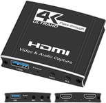 TKHIN Capture Card, Audio Video Capture Card with Mic Jack 4K HDMI Pass Through, 1080p 60fps Video Recorder for Gaming/Live Streaming, Works for Nintendo Switch/PS4/Xbox/OBS/Camera/PC