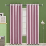 MOOORE Pink Bedroom Blackout Curtains, Thermal Insulated Eyelet Ring Top Soft Window Darkening Panel for Kitchen | Living Room | Boy Room Decoration 66 X 72 Inch Drop Pink 2 Panels