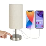 Caza Bedside Lamps, Touch Lamps Bedside with 2 USB Charging Ports, A Bedside Lam