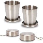 2 st rostfria hopfällbara muggar för utomhusbruk, hopfällbar mugg i rostfritt stål, lätt 250 ml, hopfällbar mugg i metall