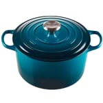 Le Creuset - Signature Valurautapata pyöreä 24 cm Deep Teal