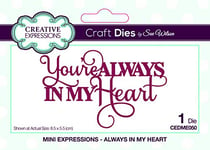 Sue Wilson Mini Expressions Collection Die - Always in My Heart, Metal, 5.5 x 8.5 cm