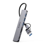 Orico USB-A/USB-C Hub 4x USB-A/1x USB-C/1x 3,5 mm Audio/2x TF/SD - Grå