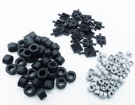 LEGO WHEELS 100 Piece Set - 20 BLACK Plates / Axles - 40 Tyres - 40 Wheels
