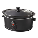 Quest 35279 3.5 Litre Slow Cooker/Compact Stainless Steel / 3 Temperature Settings/Transparent Toughened Glass Lid/Dishwasher Safe Bowl/Black Colour / 200W