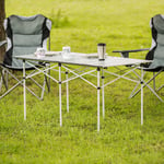 tectake Campingbord i aluminium, hopfällbart 140 x 70 x 70cm - grå