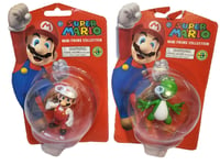 Super Mario Mini 2.5" Yoshi & Fire Mario Toy Figures New Nintendo