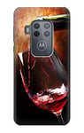 Red Wine Bottle And Glass Case Cover For Motorola Moto One Zoom, Moto One Pro