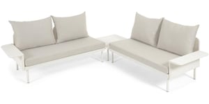 Zaltana, Udendørs sofasæt, Metal, sæt á 2 stk. by Kave Home (H: 82 cm. x B: 230 cm. x L: 230 cm., Hvid)