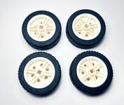LEGO Technic Wheels x4 White Large with Tyres 43.2 x 14 solid 56904 FREE P&P NEW
