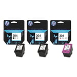 2x Original HP 304 Black & 1x Colour Ink Cartridges For DeskJet 2620 Printer