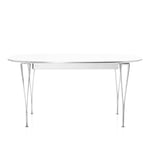 Fritz Hansen - B620 Superellips Utdragbart, Laminat, Vit, Krom - Matbord - Arne Jacobsen,Bruno Mathsson,Piet Hein - Vit - Metall/Trä