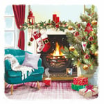 Seasons Festivities by the Fireplace Cosy Xmas Pack of 6 Charity Christmas Cards