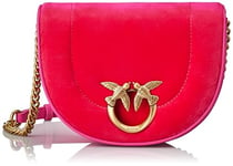 Pinko Women's Round Click Mini Smooth Velvet Bag, Q83q_Cherry-Antique Gold, 20X8X16
