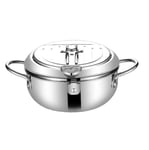 Deep Fryer Pot Stainless Steel Chip Pan Cooker with Degree Lid Frying Pot for Kitchen 24CM Kitchen Supplies Accessories
