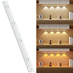 60CM Lampe LED Rechargeable avec Détecteur de Mouvement, Sans Fil Interieur Luminaires, Led Cuisine Sous Meuble avec 3 Couleurs & Luminosité Réglable pour Meubles, Armoires, Placard, Escalier