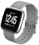 Simpleas compatible with Fitbit Versa Watch Band, Canvas Fabric Sport Strap Replacement Watchband Wristband for Smart Watch (Gray)