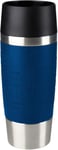 Tefal Travel Mug 0.36L, Navy Blue Silicone Sleeve, 100% Leak-Proof Thermal Mug,