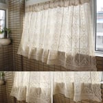Kitchen Curtains Cafe Curtain Cotton Linen Hollow Crochet Lace Design Sheer Net Curtains Handmade American Rural Style
