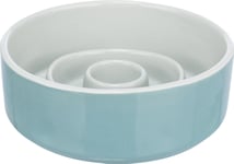 Trixie Slow Feeding Bowl, Ceramic, 0.45 L/Ø 14 Cm, Grey/Blue