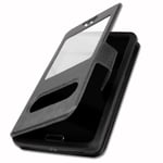 Ulefone Power 3L Extra Slim Black Folio Case X 2 Windows i ekologiskt kvalitetsläder med magnetisk stängning och sömmar