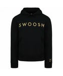 Nike Standard Fit Swoosh Logo Long Sleeve Pullover Black Mens Hoodie DC2587 010 Cotton - Size Medium