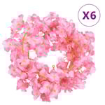 Julkransar med blommor 6 st mörk rosa 180 cm