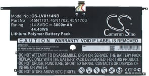 Kompatibelt med Lenovo Carbon X1 i7-4600, 14.8V, 3000 mAh