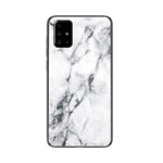 BaiFu Marble Case for Samsung Galaxy A51 5G Marble Clear Tempered Glass Case Soft Silicone Phone Cover Compatible with Samsung Galaxy A51 5G (White)