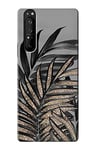 Gray Black Palm Leaves Case Cover For Sony Xperia 1 III