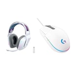 Logitech G733 LIGHTSPEED Wireless Gaming Headset with suspension headband, White & G203 LIGHTSYNC Gaming Mouse with Customizable RGB Lighting, White