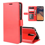 BOLONISS for Nokia 2.3 R64 Texture Simple Retournement Horizontal étui de Protection avec Support et Carte Machines à sous et Porte-Monnaie et Cadre Photo (Noir) Mode (Color : Red)
