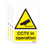 stika.co Pack of 4 CCTV camera in operation warning Sign, 5cm x 7cm, Static cling Window vinyl for Internal/External Use, Car, Van, Windows