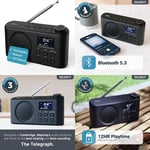 Portable Bluetooth DAB, DAB+ Radio | Rechargeable Battery or USB-C Cable... 