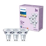 PHILIPS LED Classic Spot Light Bulb 3 Pack [Warm White 2700K - GU10] 50W, Non Dimmable. for Home Indoor Lighting