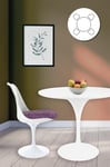 Tulip Set - White Medium Circular Table and Four Chairs with Luxurious Cushion