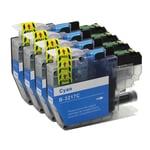 4 Cyan Ink Cartridges for use with Brother MFC-J5330DW, MFC-J5930DW, MFC-J6935DW