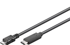 Premium Cord Câble USB 3.1 mâle C mâle vers fiche mâle USB 2.0 Micro B vers Prise Femelle Noir 1 m