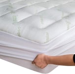 Niagara Surmatelas 120 x 190 cm en Bambou, Respirant, rafraîchissant sur Matelas 2 Personnes 120x190 avec Poches Profondes pour Matelas 20-50 cm