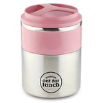 Pioneer Vacuum Insulated Lunch Box 2 Tier, Leak-Proof Food/Soup Flask with Extra Wide Opening and 2 Compartments, 4 Hours Hot 8 Hours Cold, 18/10 Stainless Steel - Pink, 1.5 Litre