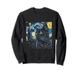 Starry night Black Cat Van gogh Sweatshirt
