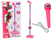 Mikrofon med stativ för barn, justerbar, rosa
